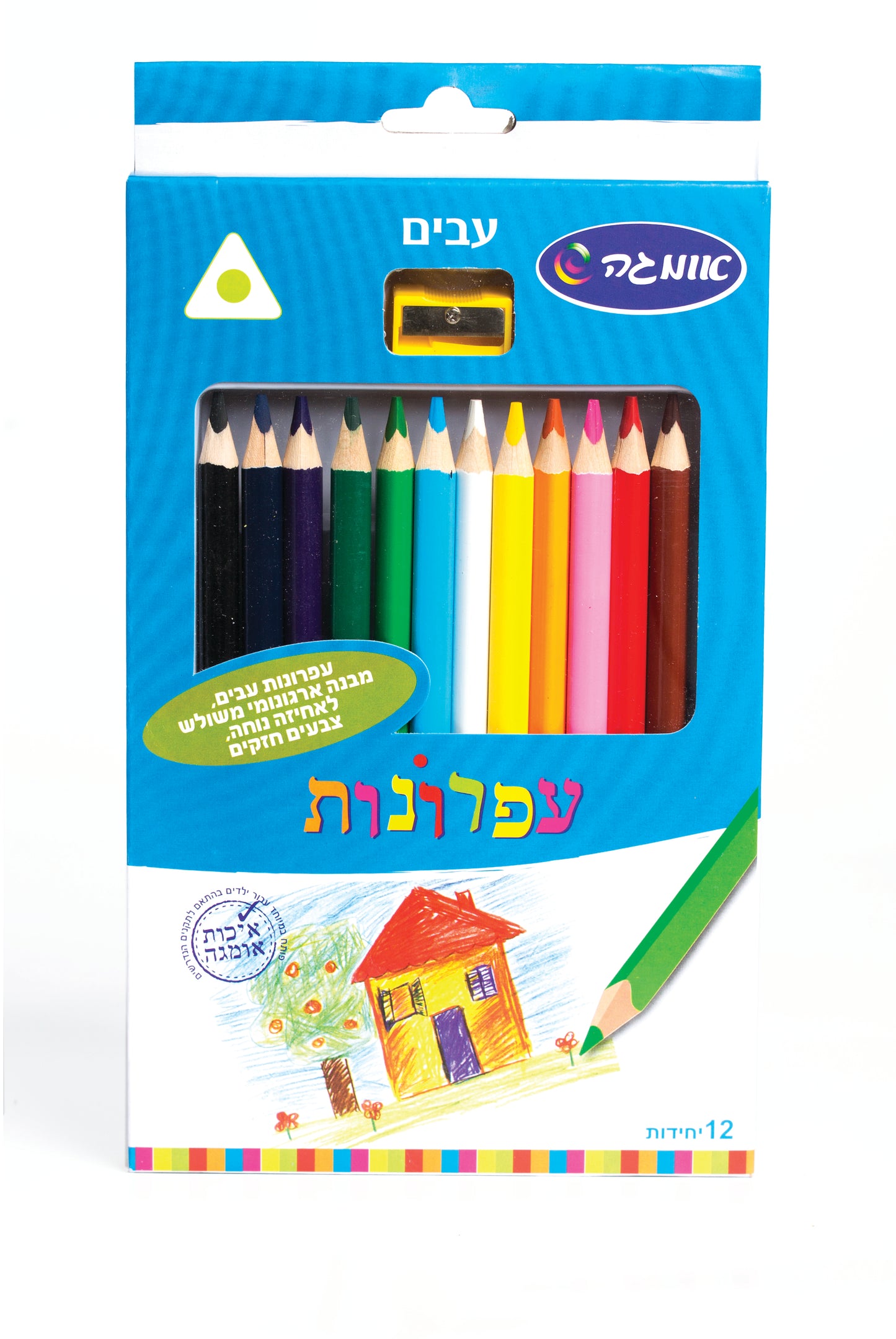 עפרונות צבעוניים משולשים עבים 12 יחידות