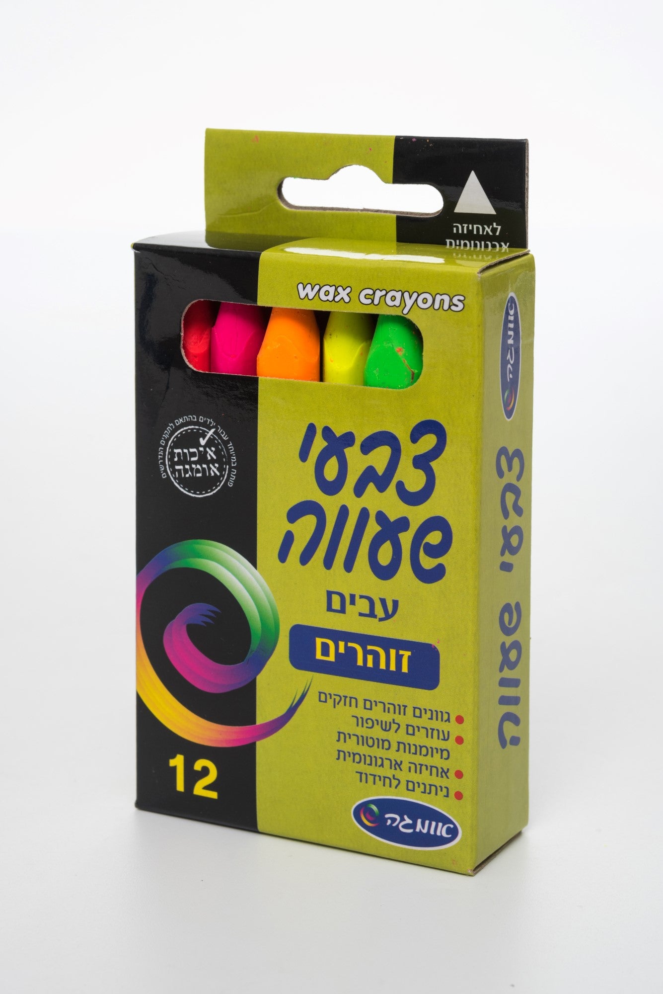 צבעי שעווה זוהרים 12 יחידות