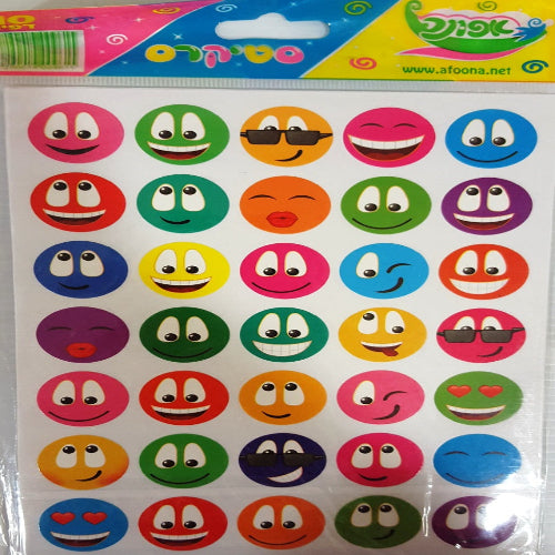 מדבקות סמיילי צבעוני 10 דף