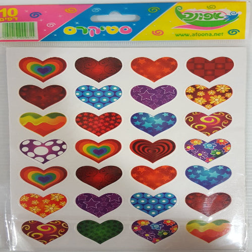 מדבקות לבבות 10 דף