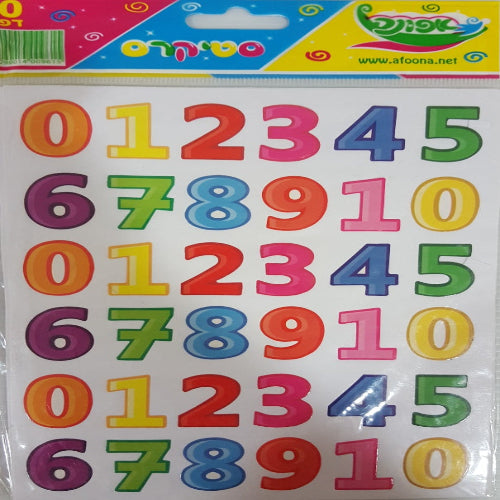 מדבקות מספרים צבעוניים 10 דף