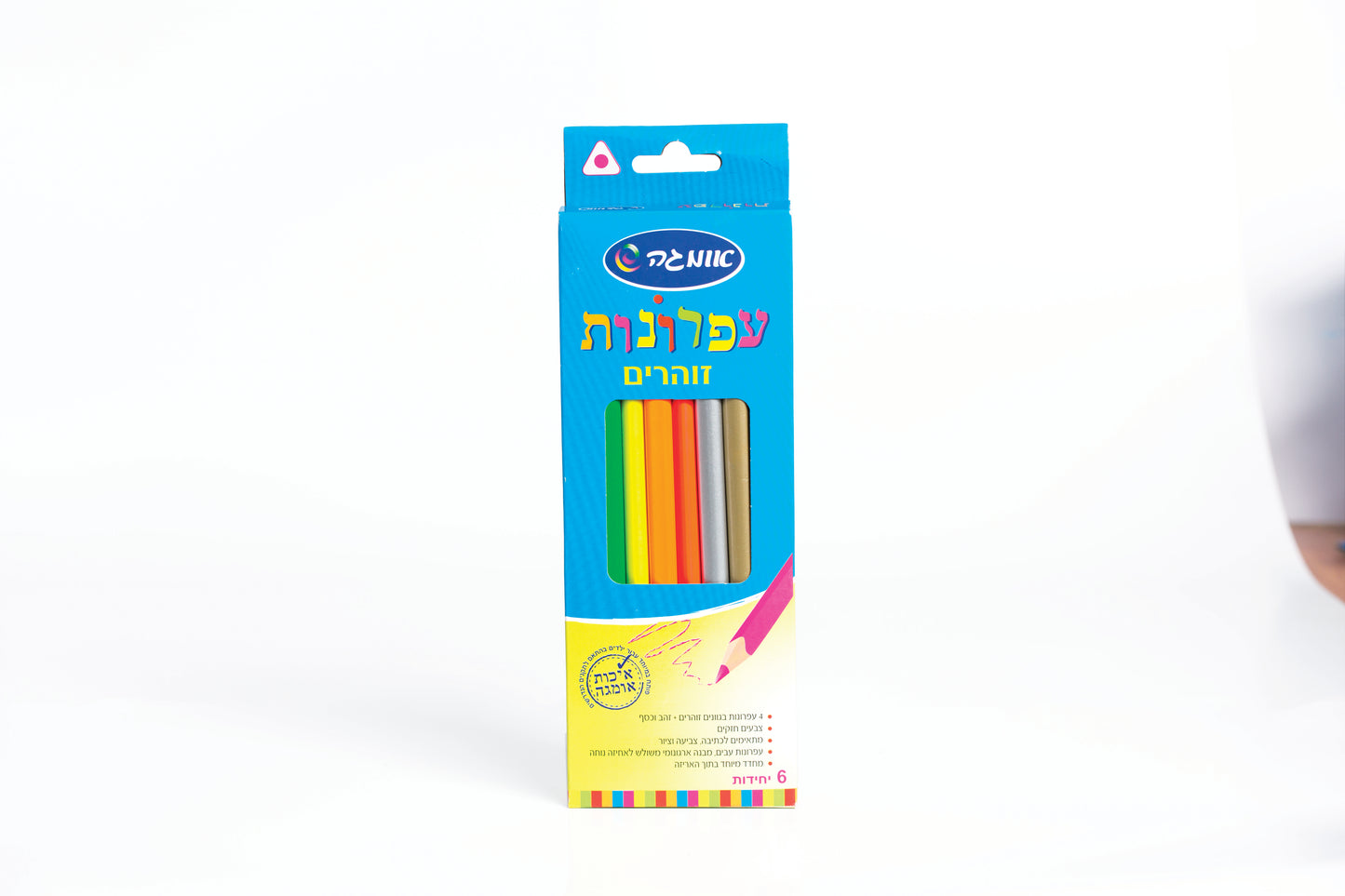 עפרונות זוהרים משולשים עבים 6 יחידות