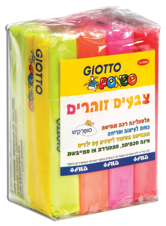סט פלסטלינה זוהרת 4 צבעים גיאוטו